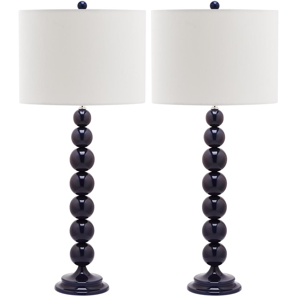 Safavieh LIT4090B JENNA STACKED BALL (SET OF 2) NAVY BASE AND NECK TABLE LAMP
